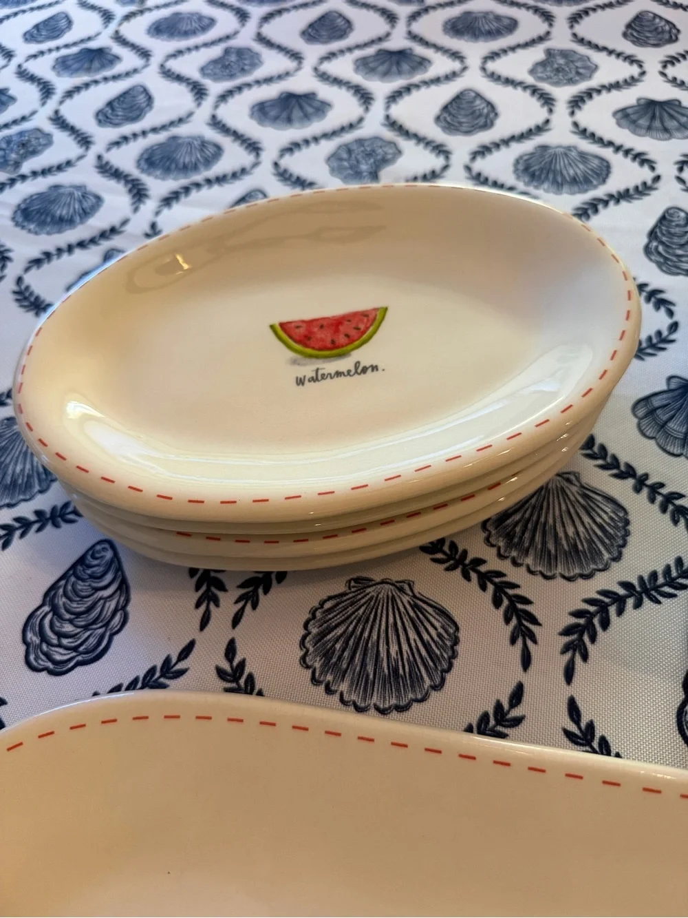 Rae Dunn Watermelon Ceramic Serving Platter Oval Plate Dish Set Napkin Holder